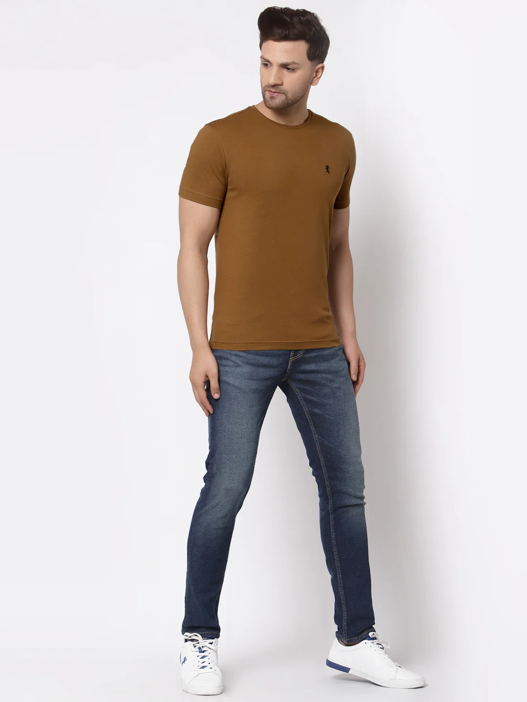 Men Camel Solid T-Shirt - Image 5
