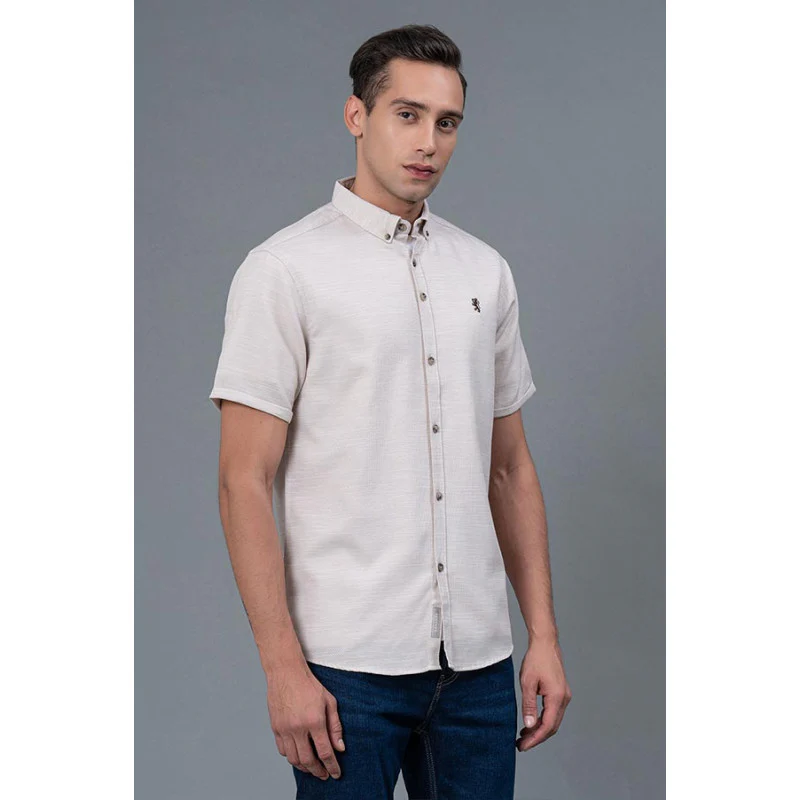 Men's Casual Beige Shirt - Image 2