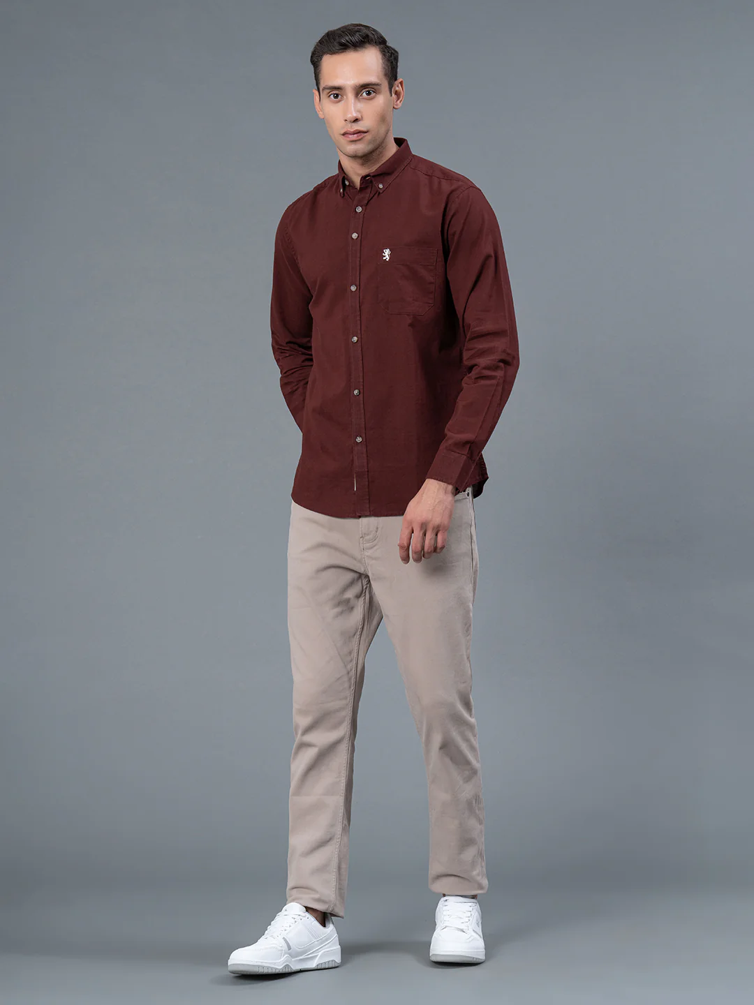 Men's Casual Burgandy Shirt - Image 5