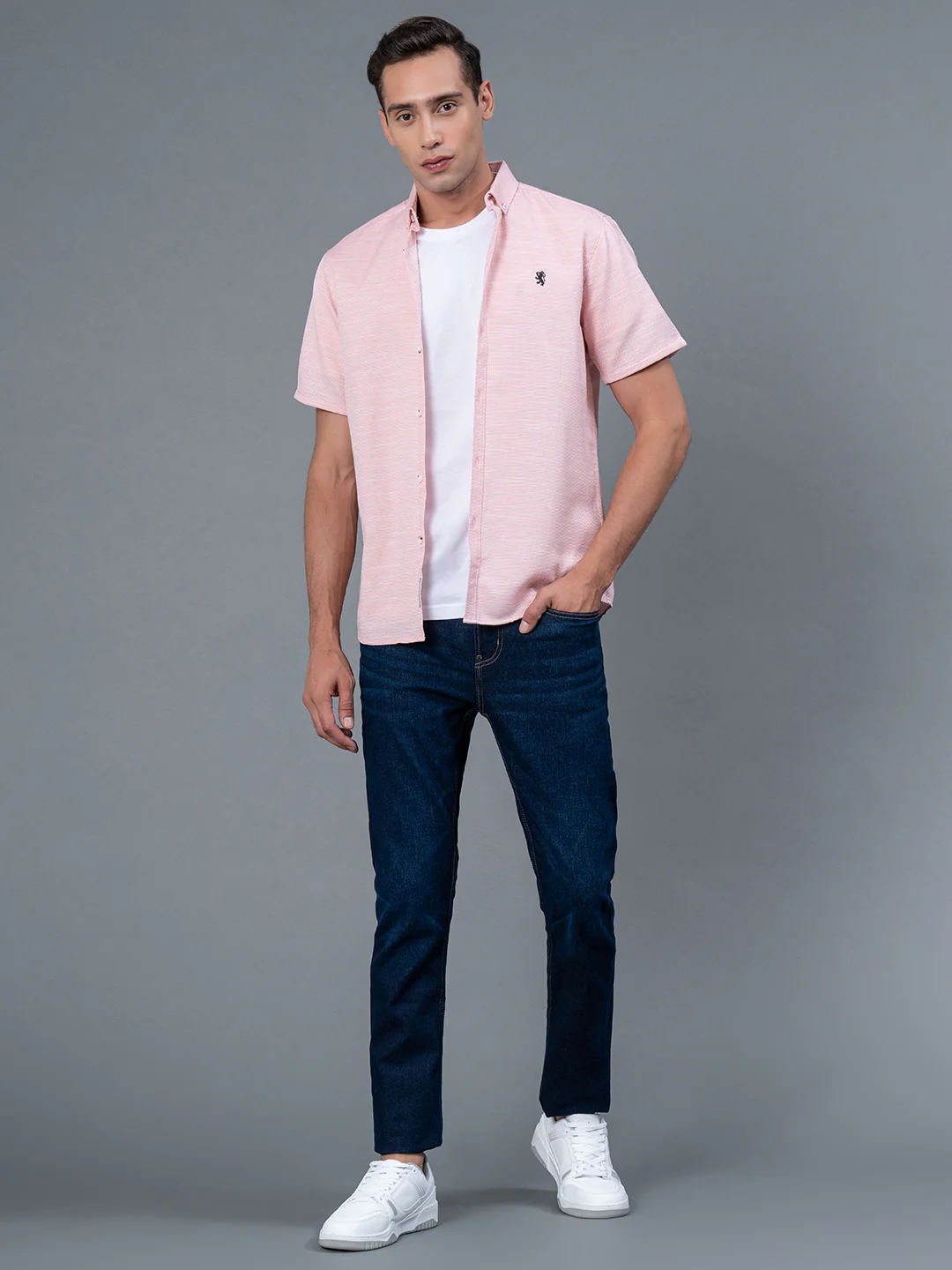 Men's Casual Peach Color Shirt - Image 5