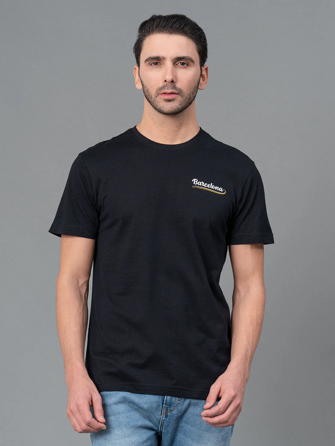 Mens Casual Round Neck Black T-Shirt - Image 6