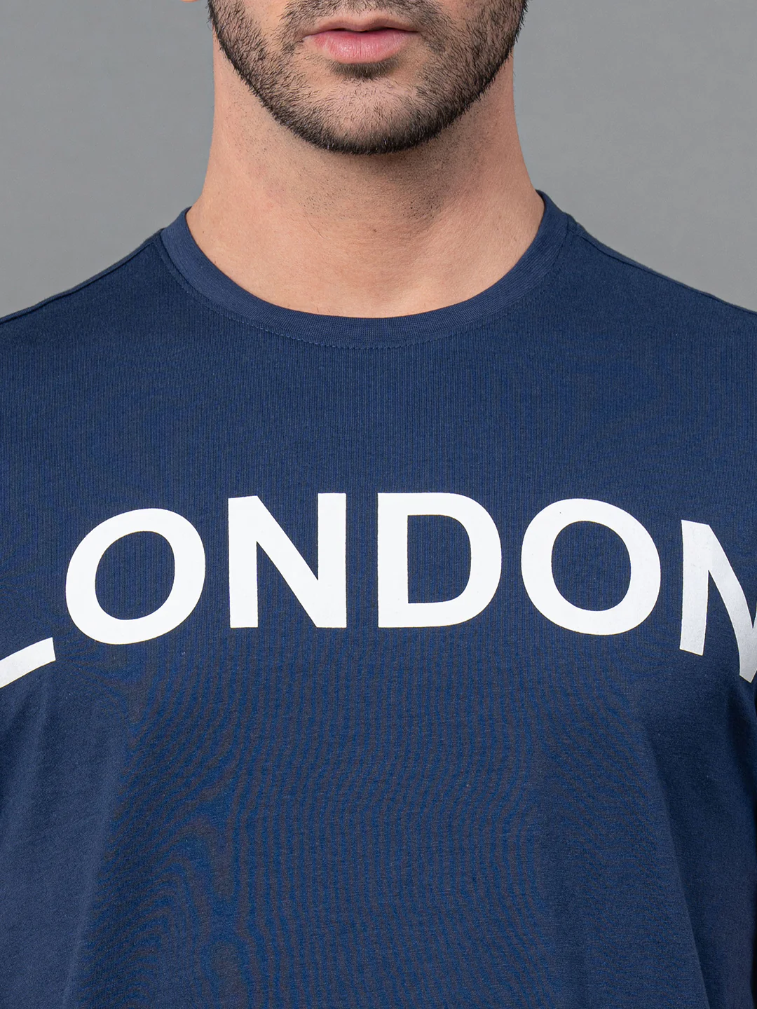 Mens Casual Round Neck Blue T-Shirt - Image 4