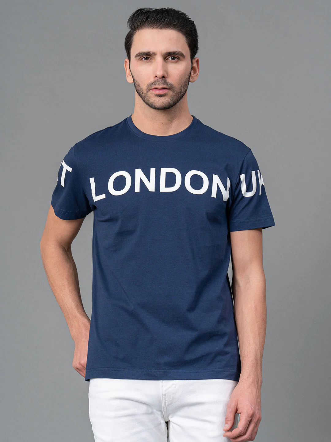 Mens Casual Round Neck Blue T-Shirt - Image 6