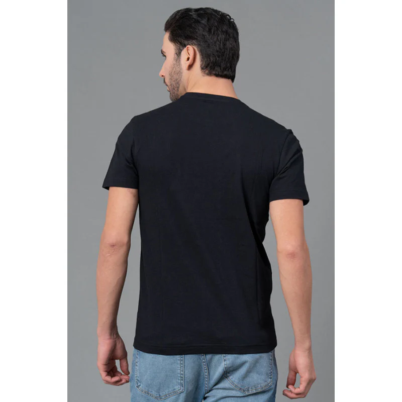 Mens Casual Round Neck Classic Black T-Shirt - Image 3
