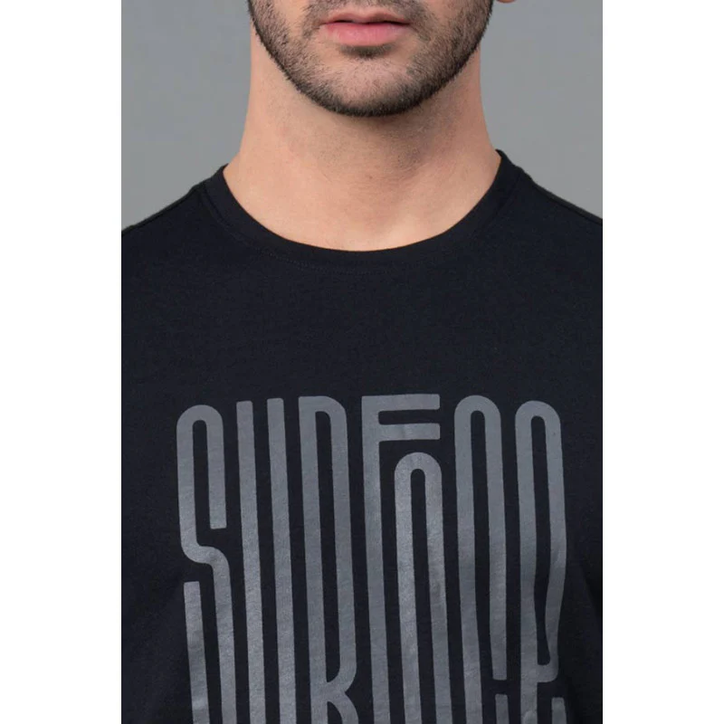 Mens Casual Round Neck Classic Black T-Shirt - Image 4
