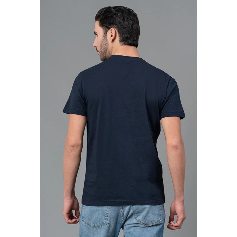 Mens Casual Round Neck Navy T-Shirt - Image 3