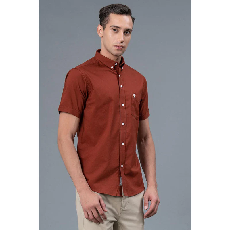 Men's Casual Rust Color Shirt - Image 2