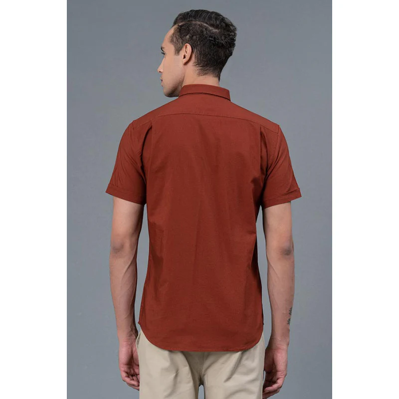 Men's Casual Rust Color Shirt - Image 3