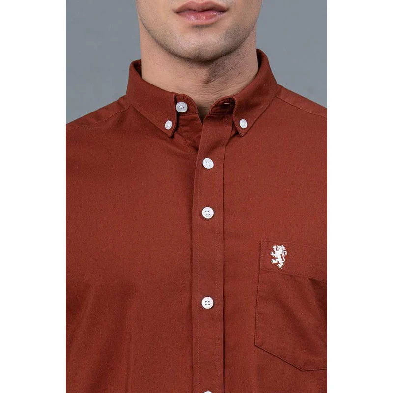 Men's Casual Rust Color Shirt - Image 4