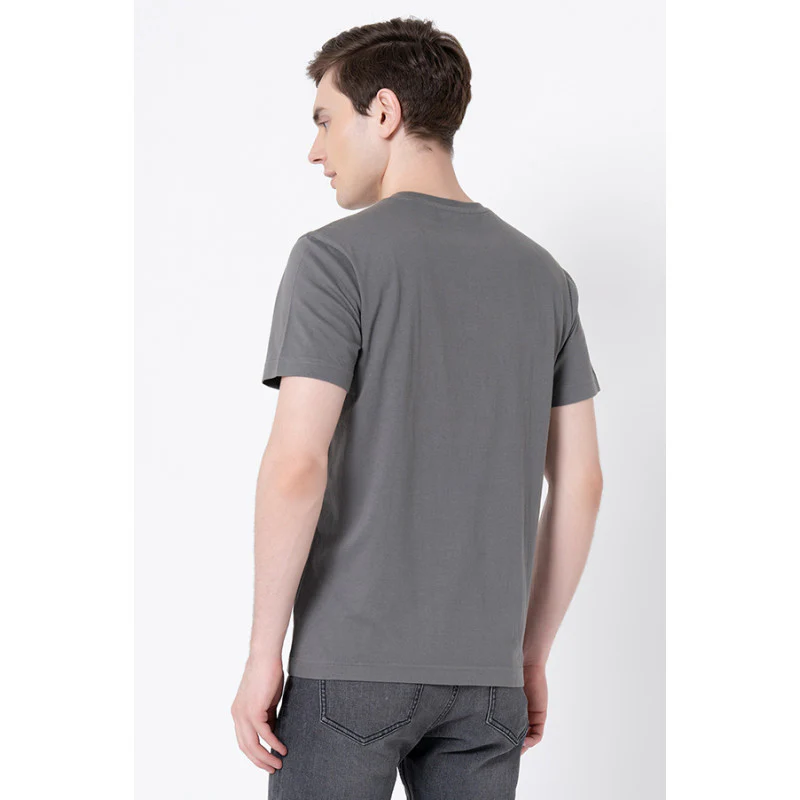 Men's Charcoal Grey Graphic Print T-Shirt - Image 3