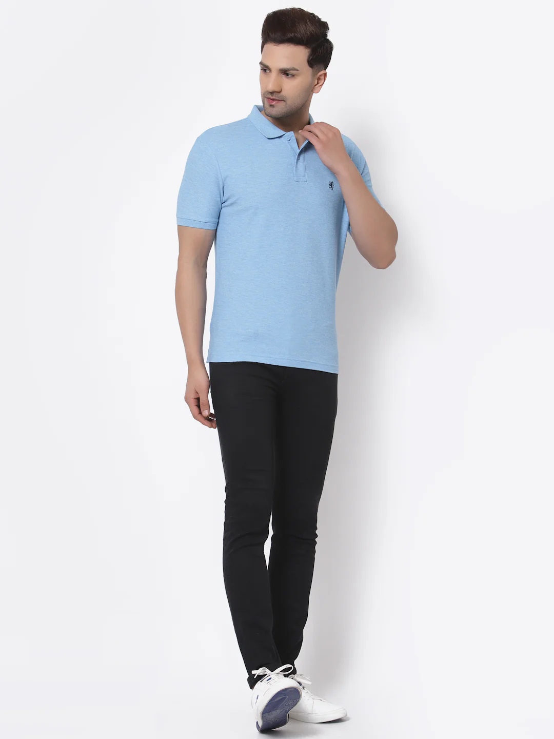 Men Cobalt Blue Collared T-Shirt - Image 5