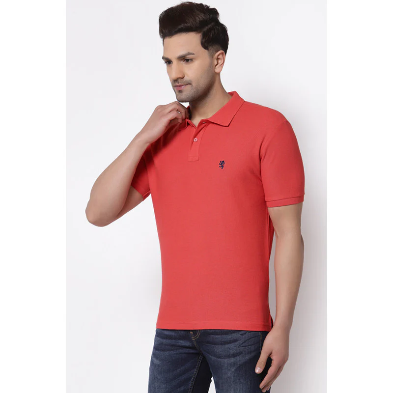 Men Coral Collared T-Shirt - Image 2