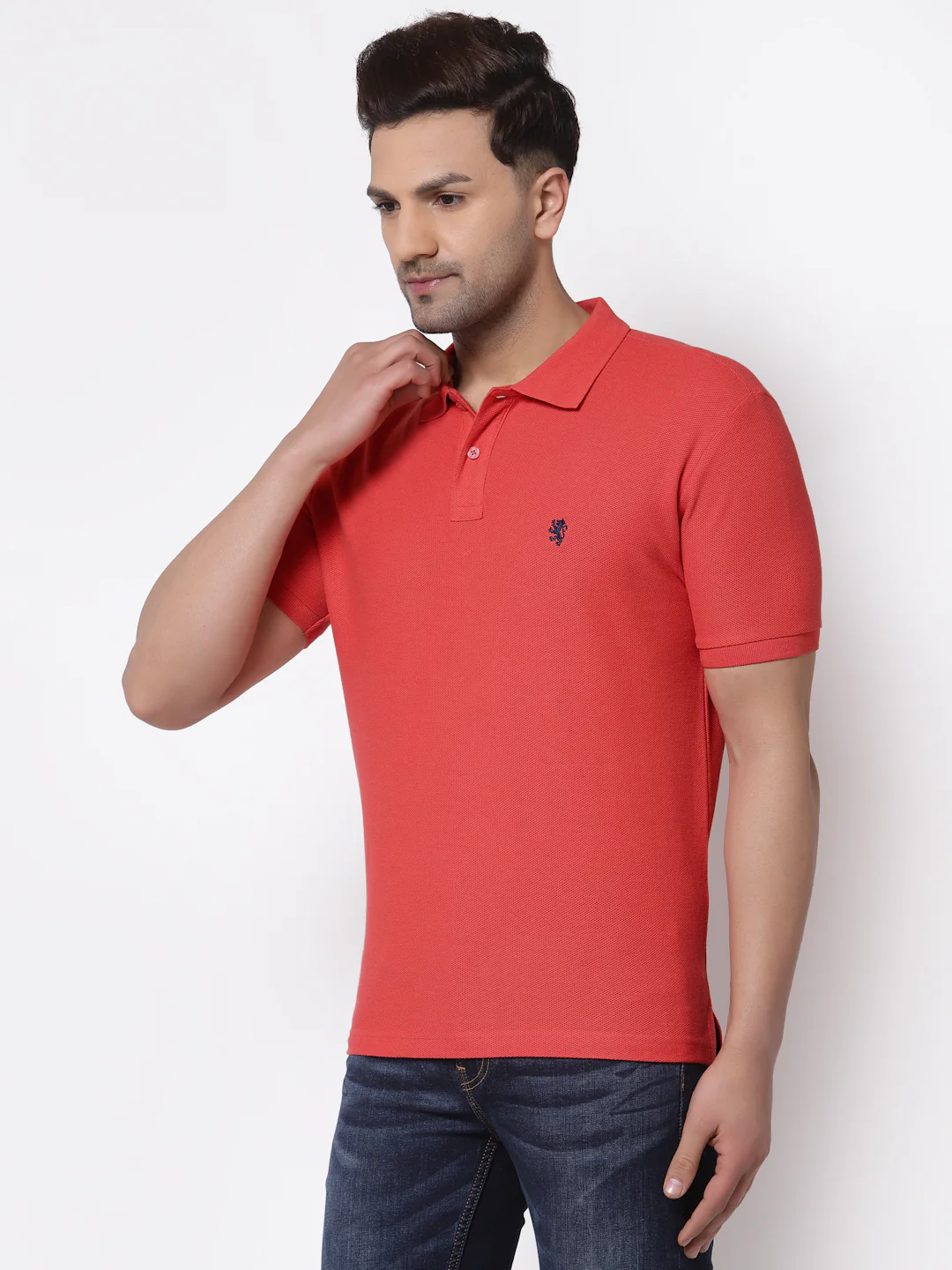 Men Coral Collared T-Shirt - Image 3