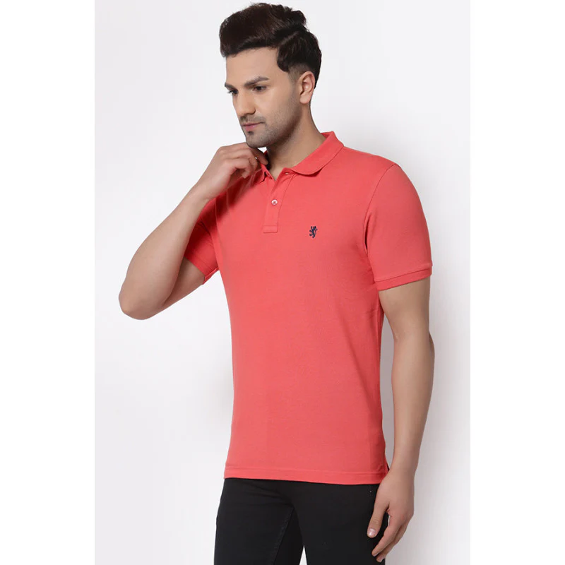 Men Coral Polo Neck T-Shirt - Image 2