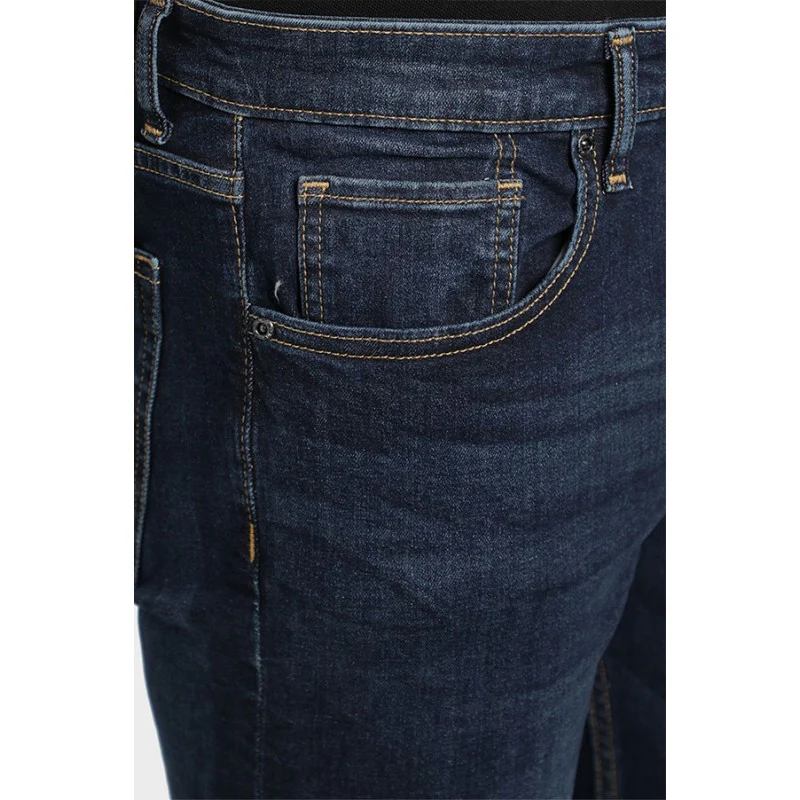 Men's Dark Blue Cotton Elastane Skinny Fit Jeans - Image 4