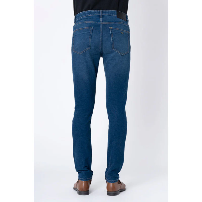 Mens Dark Blue Solid Skinny Jeans - Image 3