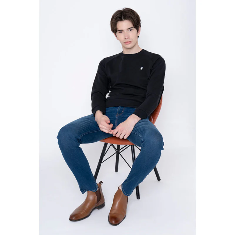 Mens Dark Blue Solid Skinny Jeans - Image 5