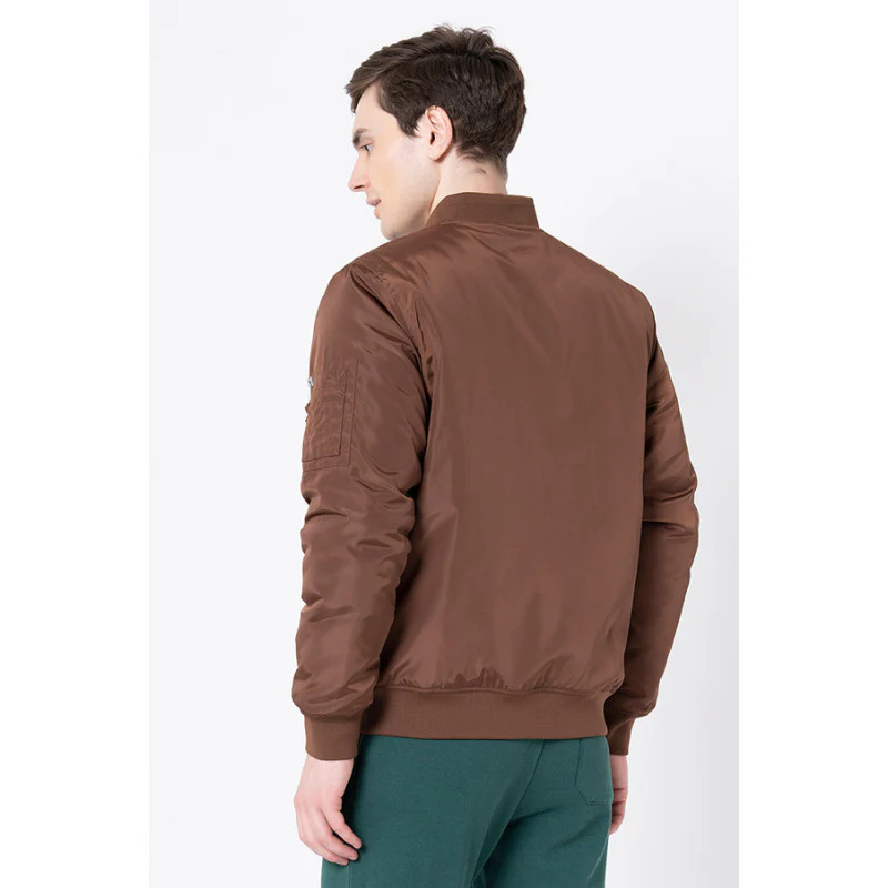 Men's Dark Brown Solid Jacket - Image 3