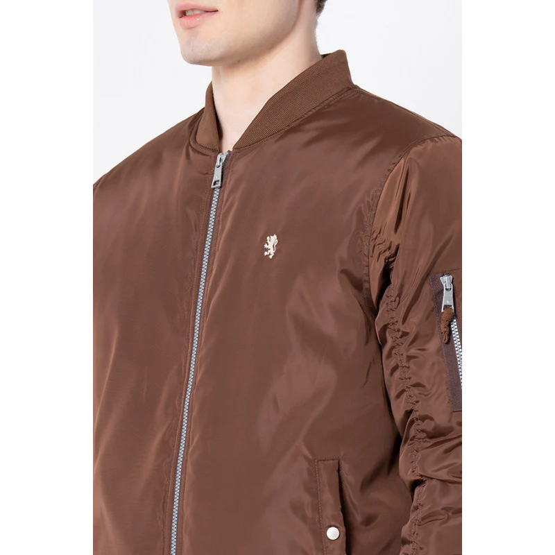 Men's Dark Brown Solid Jacket - Image 4