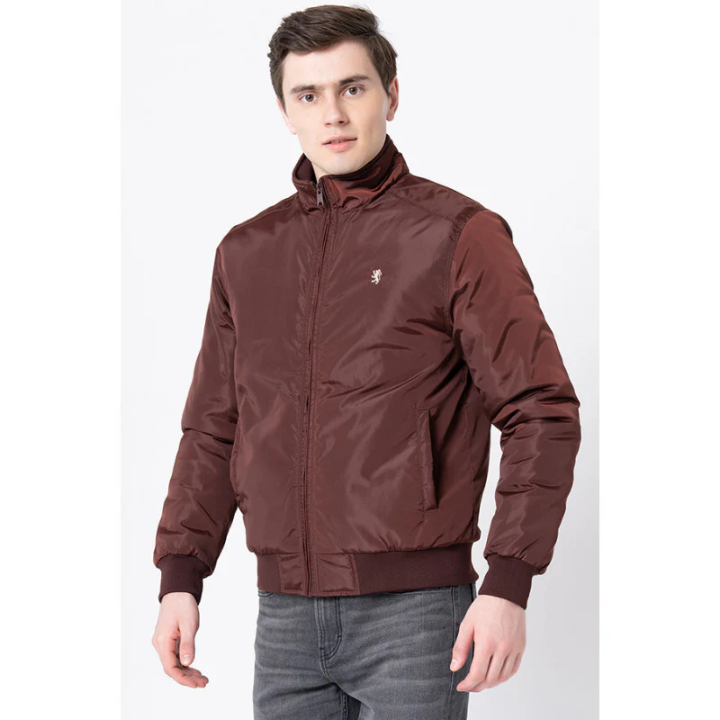 Men's Dark Brown Solid Jacket - Image 2