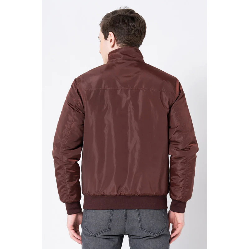 Men's Dark Brown Solid Jacket - Image 3