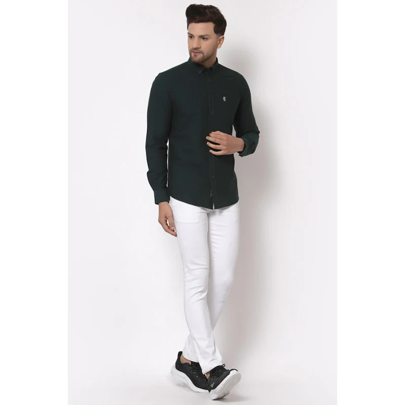 Men's Dark Green Full Sleeves Casual Shirt - Image 2