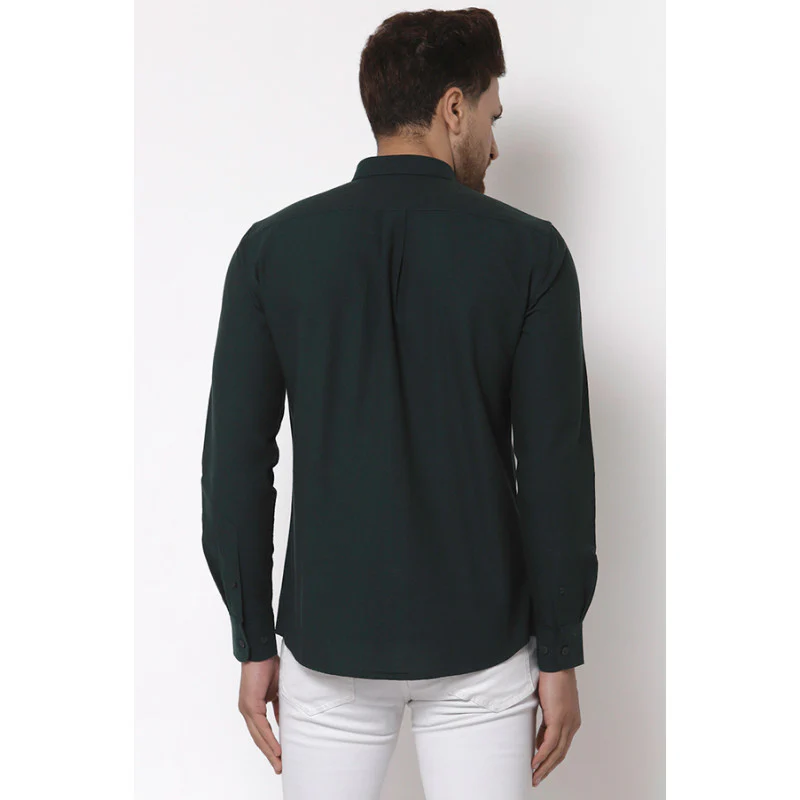 Men's Dark Green Full Sleeves Casual Shirt - Image 4