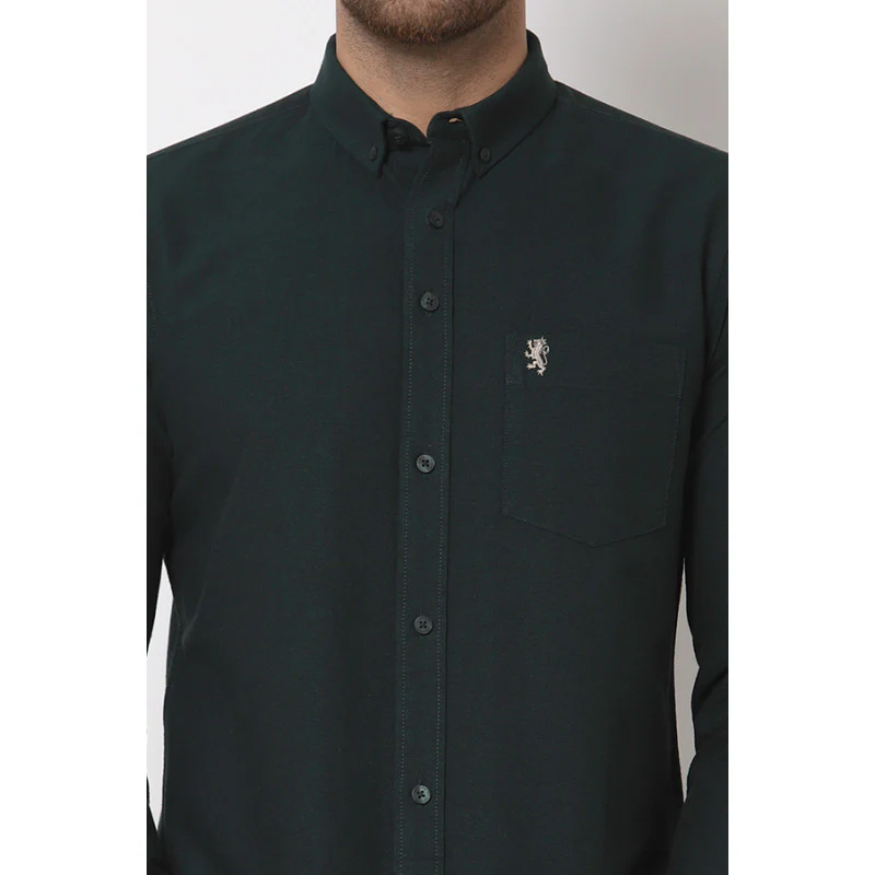 Men's Dark Green Full Sleeves Casual Shirt - Image 5