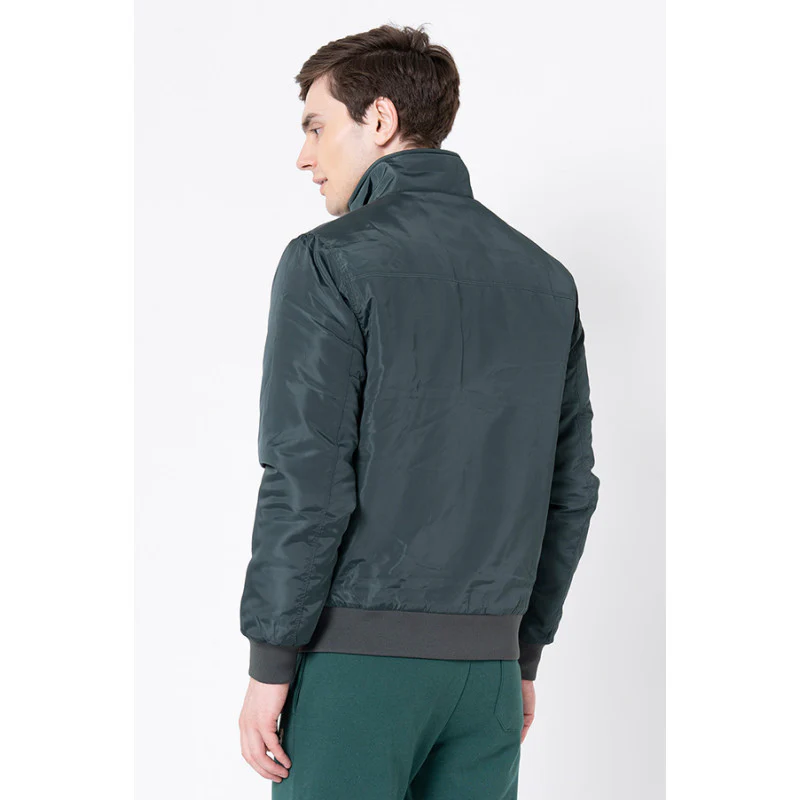 Men's Dark Green Solid Jacket - Image 3