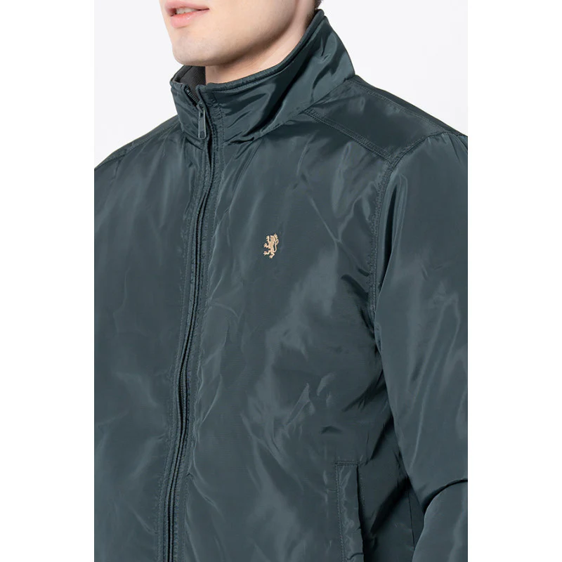 Men's Dark Green Solid Jacket - Image 4