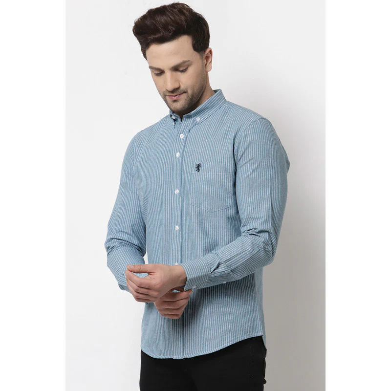 Men's Dark Green Striped Shirt - Image 2