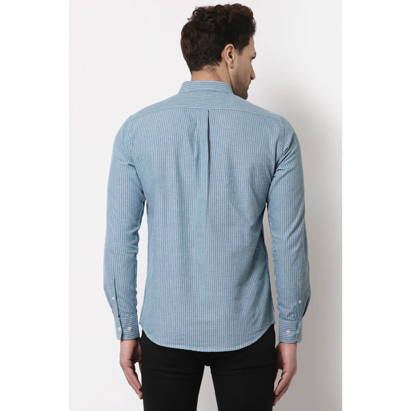 Men's Dark Green Striped Shirt - Image 3