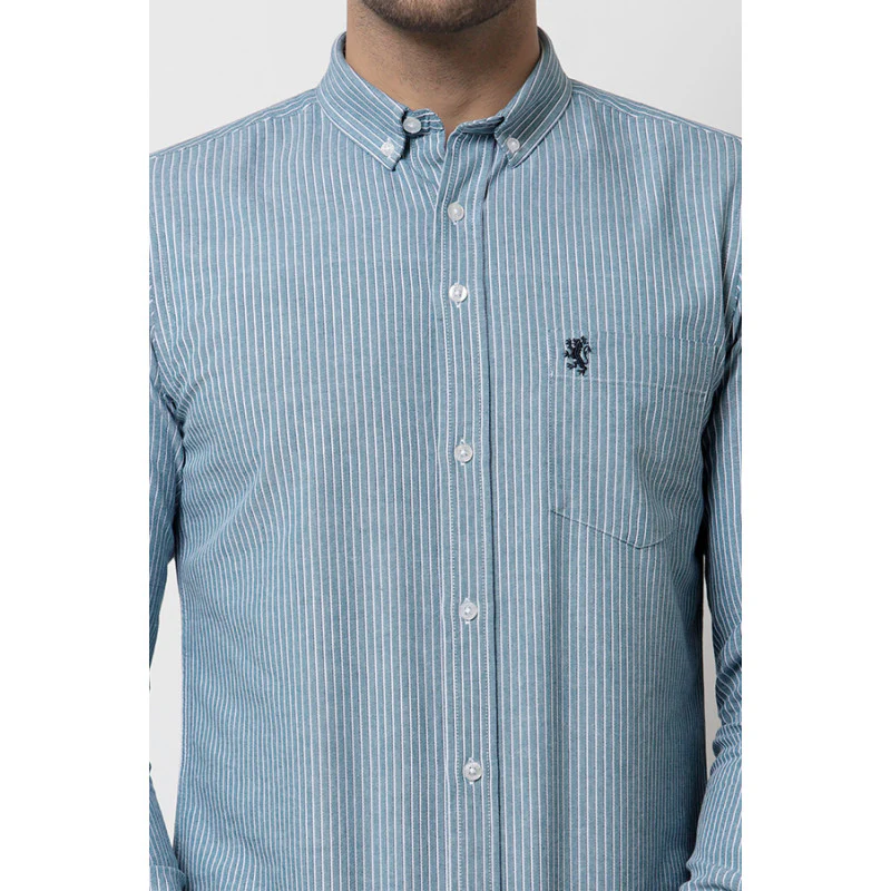 Men's Dark Green Striped Shirt - Image 4