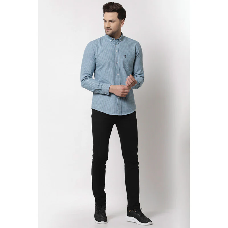 Men's Dark Green Striped Shirt - Image 5
