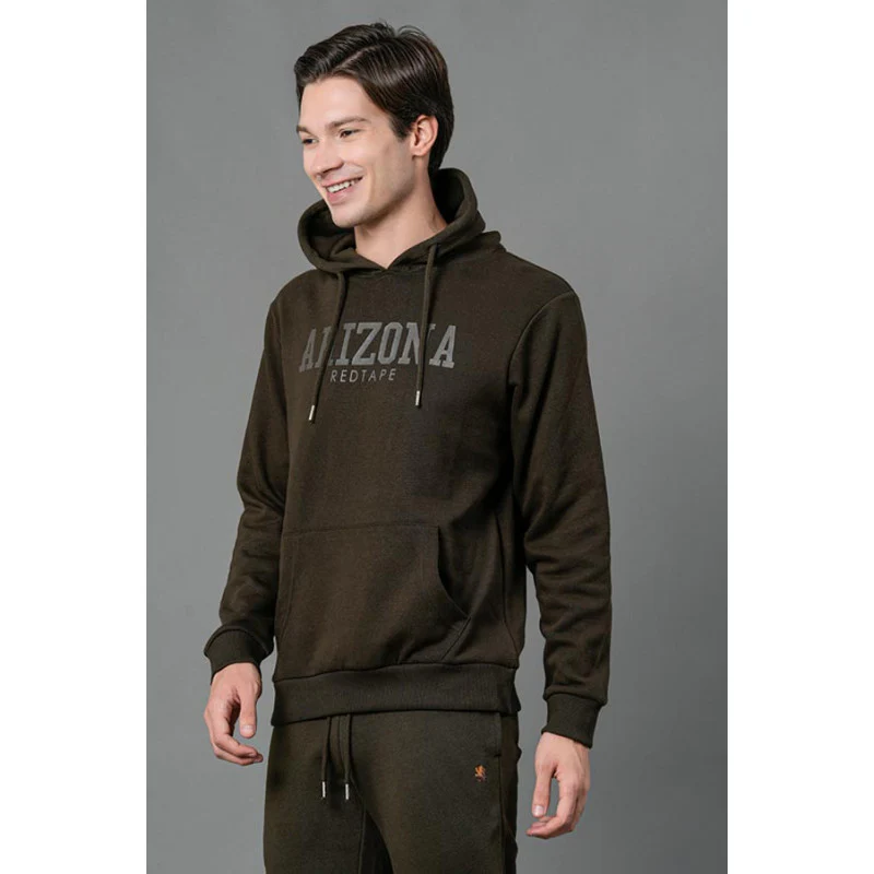 Men's Dark Olive Graphic Print Hoodie - Image 2