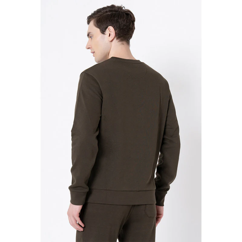 Men's Dark Olive Graphic Print Sweatshirt - Image 3