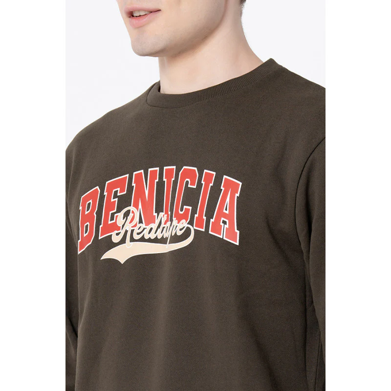 Men's Dark Olive Graphic Print Sweatshirt - Image 4