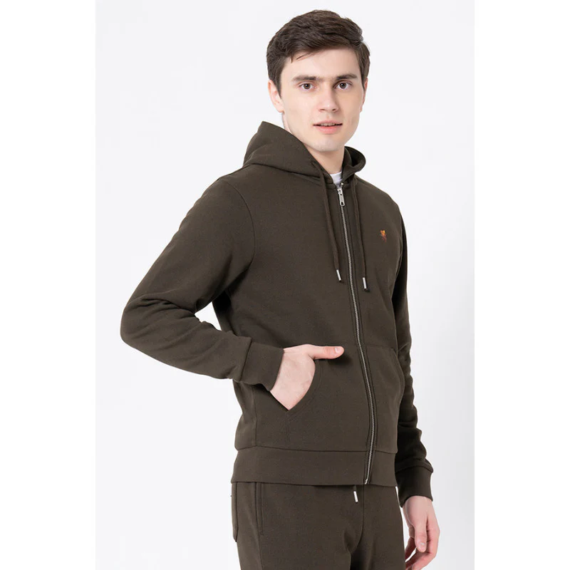 Men's Dark Olive Solid Hoodie - Image 2
