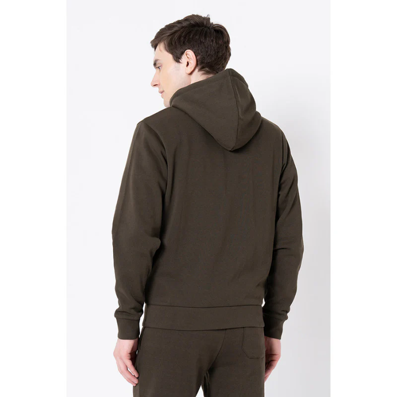 Men's Dark Olive Solid Hoodie - Image 3