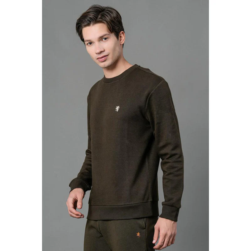 Men's Dark Olive Solid Sweatshirt - Image 2