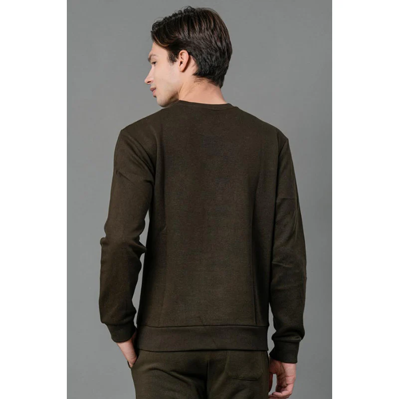 Men's Dark Olive Solid Sweatshirt - Image 3