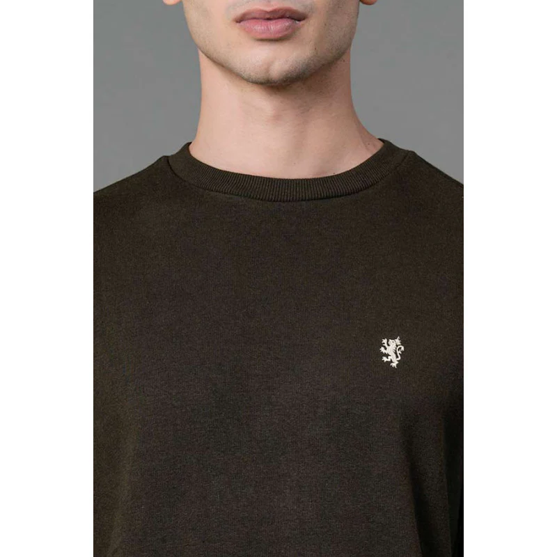 Men's Dark Olive Solid Sweatshirt - Image 4