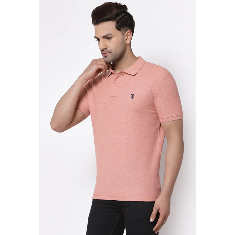 Men Dark Peach Collared T-Shirt - Image 2