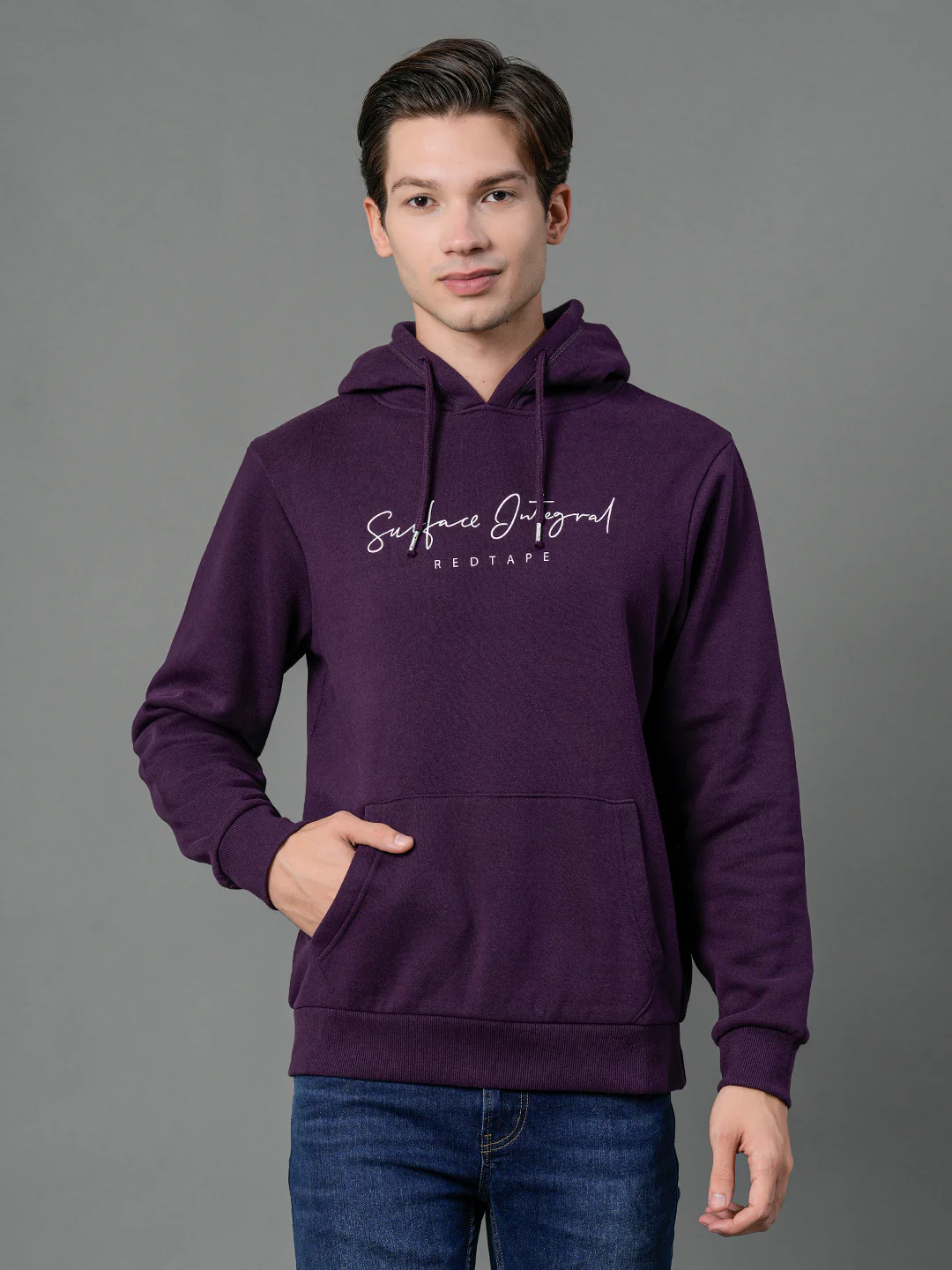 Men's Dark Purple Graphic Print Hoodie - Image 2