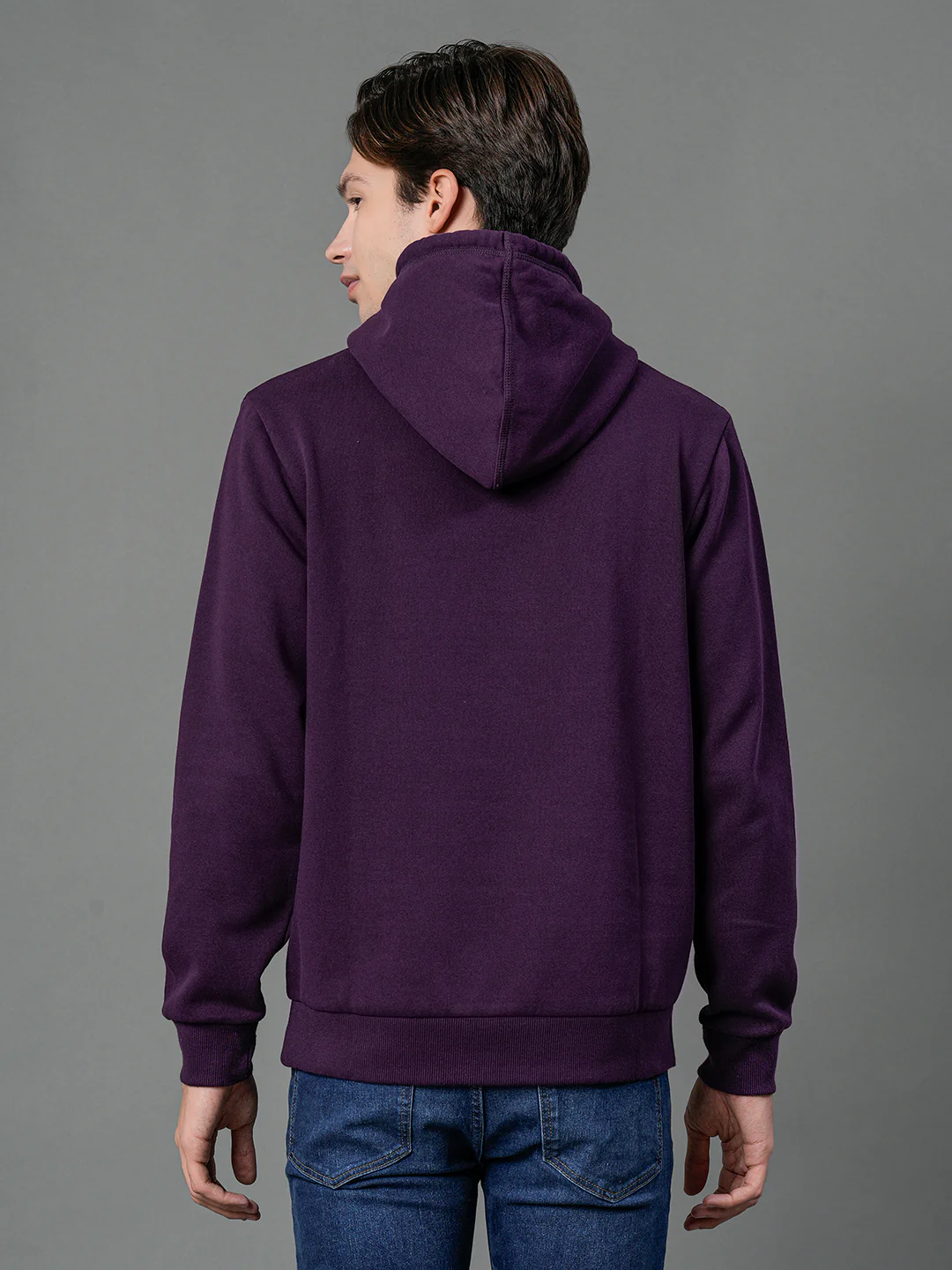 Men's Dark Purple Graphic Print Hoodie - Image 4