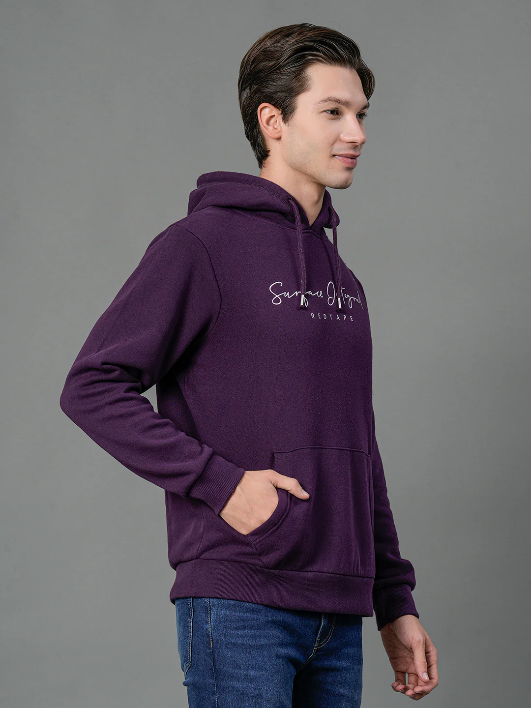 Men's Dark Purple Graphic Print Hoodie - Image 7