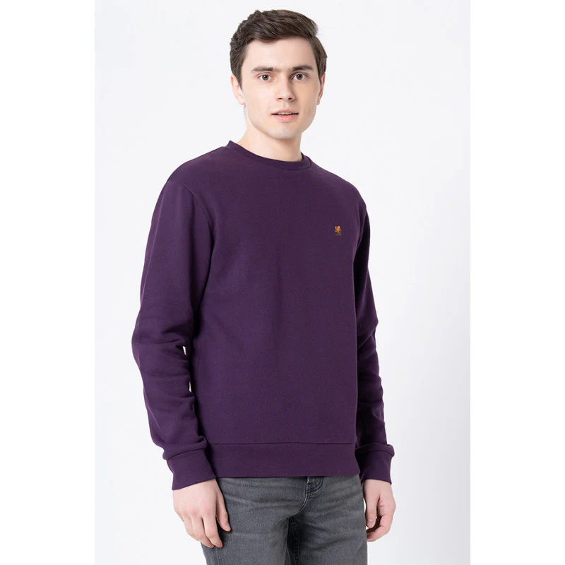 Men's Dark Purple Solid Sweatshirt - Image 2
