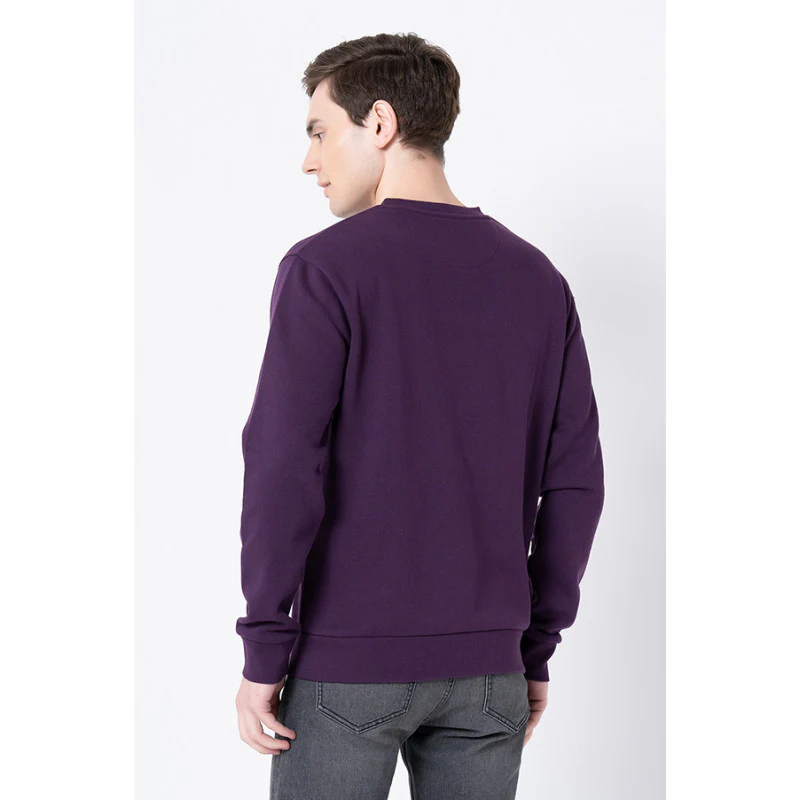 Men's Dark Purple Solid Sweatshirt - Image 3