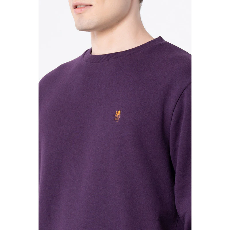 Men's Dark Purple Solid Sweatshirt - Image 4