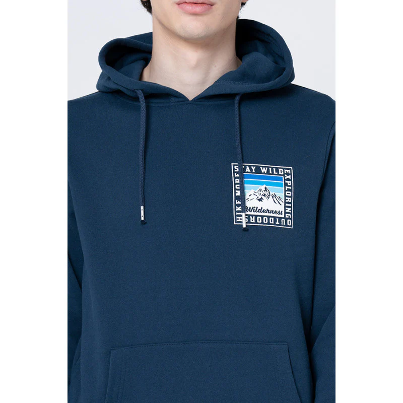 Men's Deep Blue Graphic Print Hoodie - Image 4